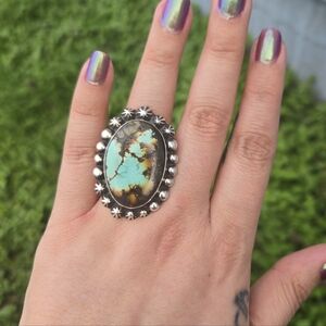 Sterling to Love Large Turquoise Stone sterling silver ring 💙🤎💙